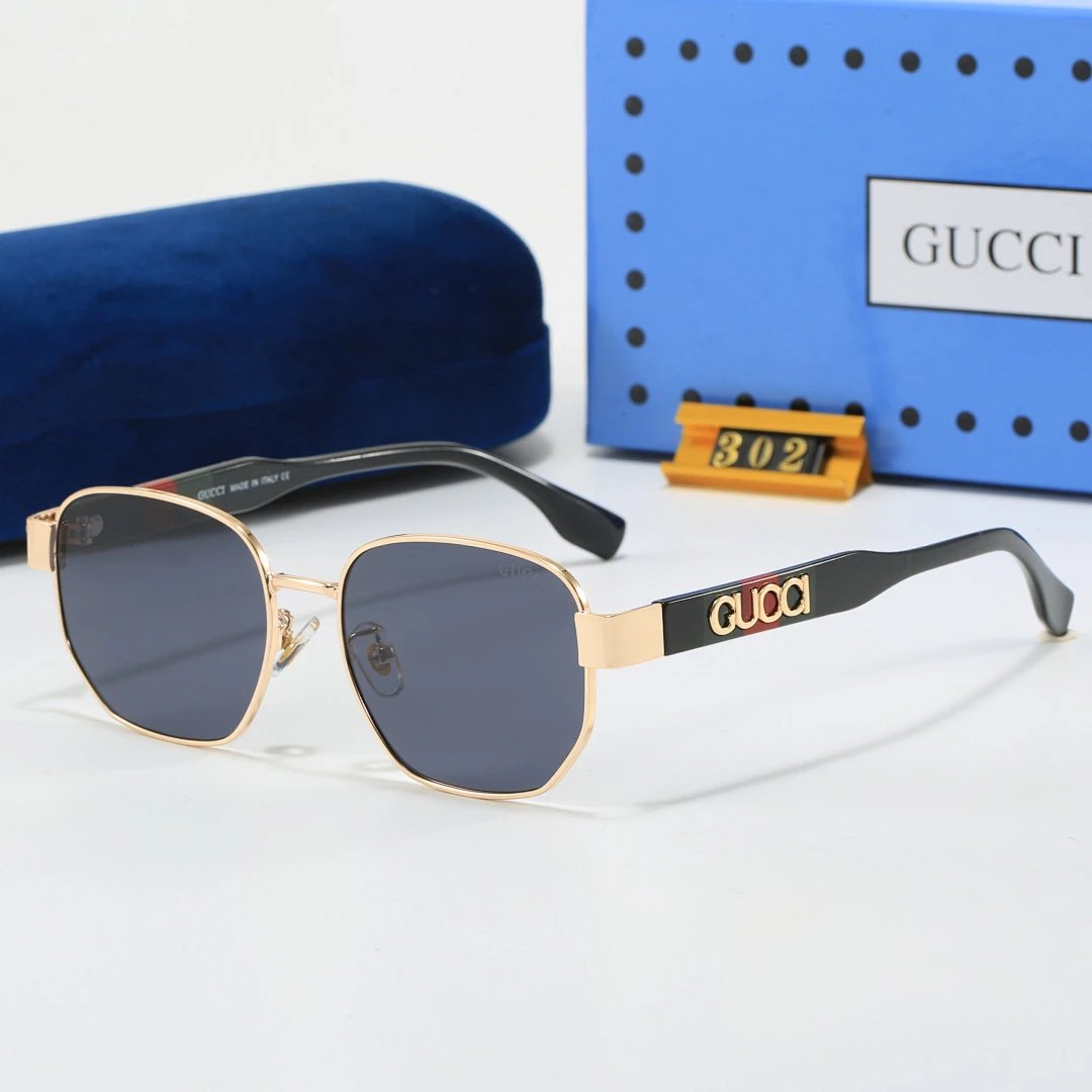 Gucci Blue Tinted Lens Square Sunglasses, Polished Frame Style 08