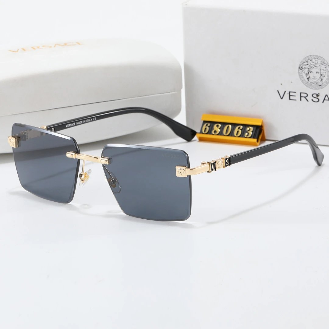 Versace Gray Tinted Lens Square Sunglasses, Polished Frame Style 14