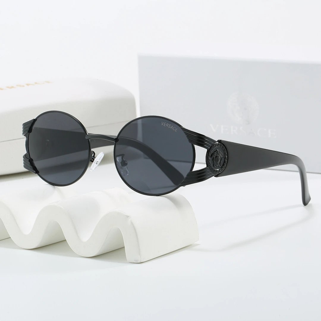 Versace Black Tinted Lens Square Sunglasses, Polished Frame Style 25