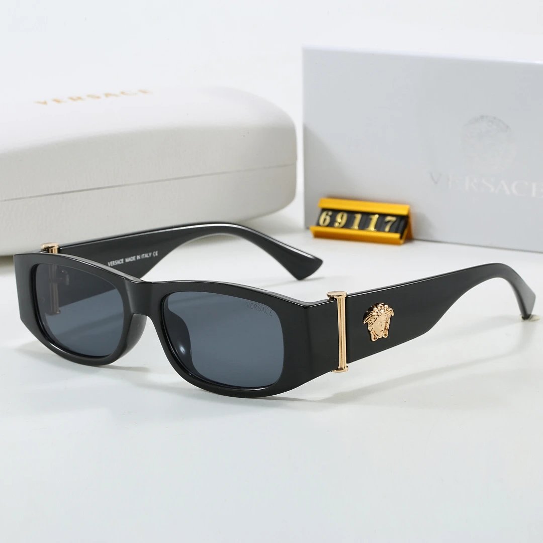 Versace Black Tinted Lens Square Sunglasses, Polished Frame Style 17
