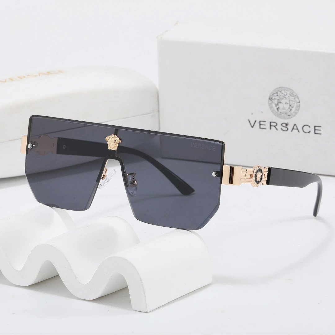 Versace Gray Tinted Lens Square Sunglasses, Polished Frame Style 29