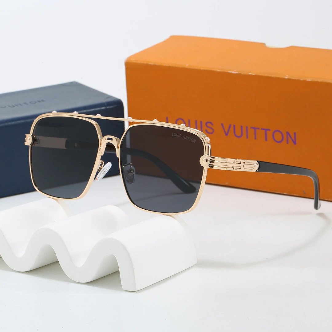 Louis Vuitton Brown Tinted Lens Square Sunglasses, Polished Frame Style 15