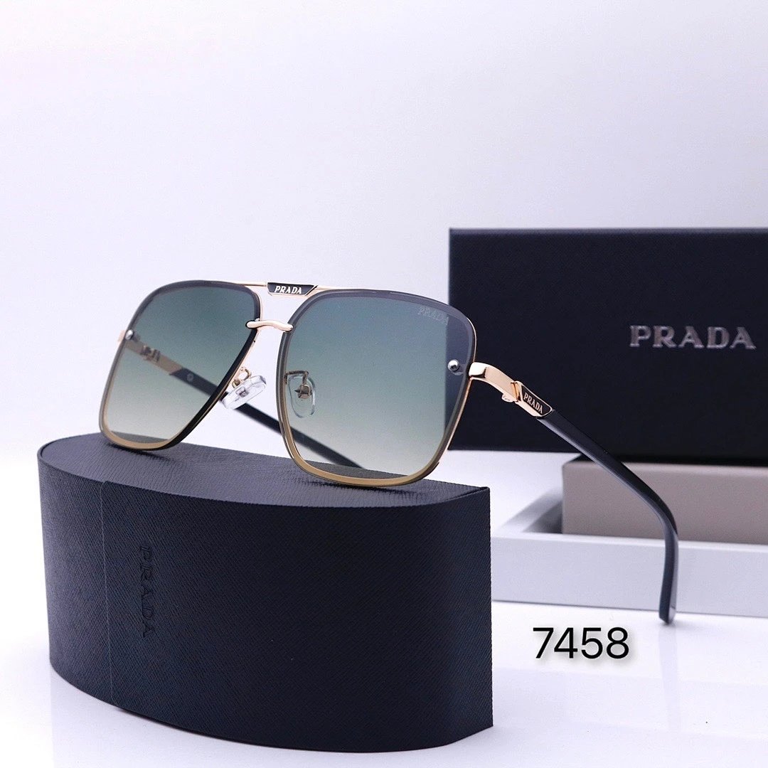 Prada Black Tinted Lens Square Sunglasses, Polished Frame Style 15