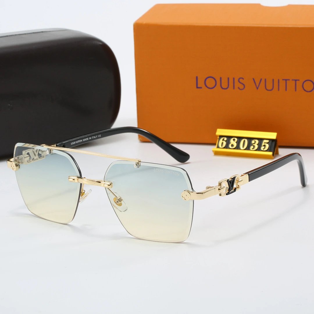 Louis Vuitton Brown Tinted Lens Square Sunglasses, Polished Frame Style 15
