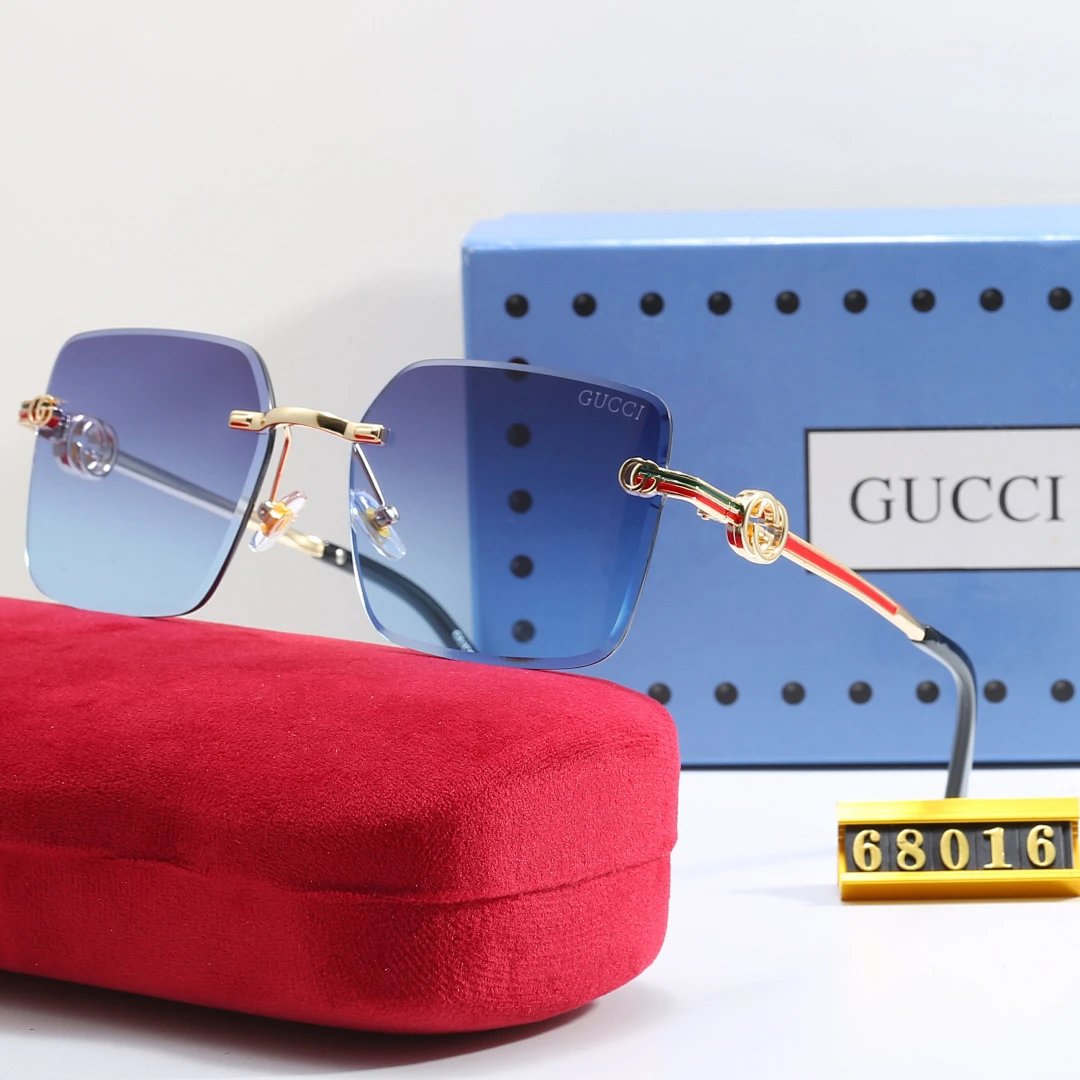 Gucci Tinted Lens Square Sunglasses, Polished Frame Style 22