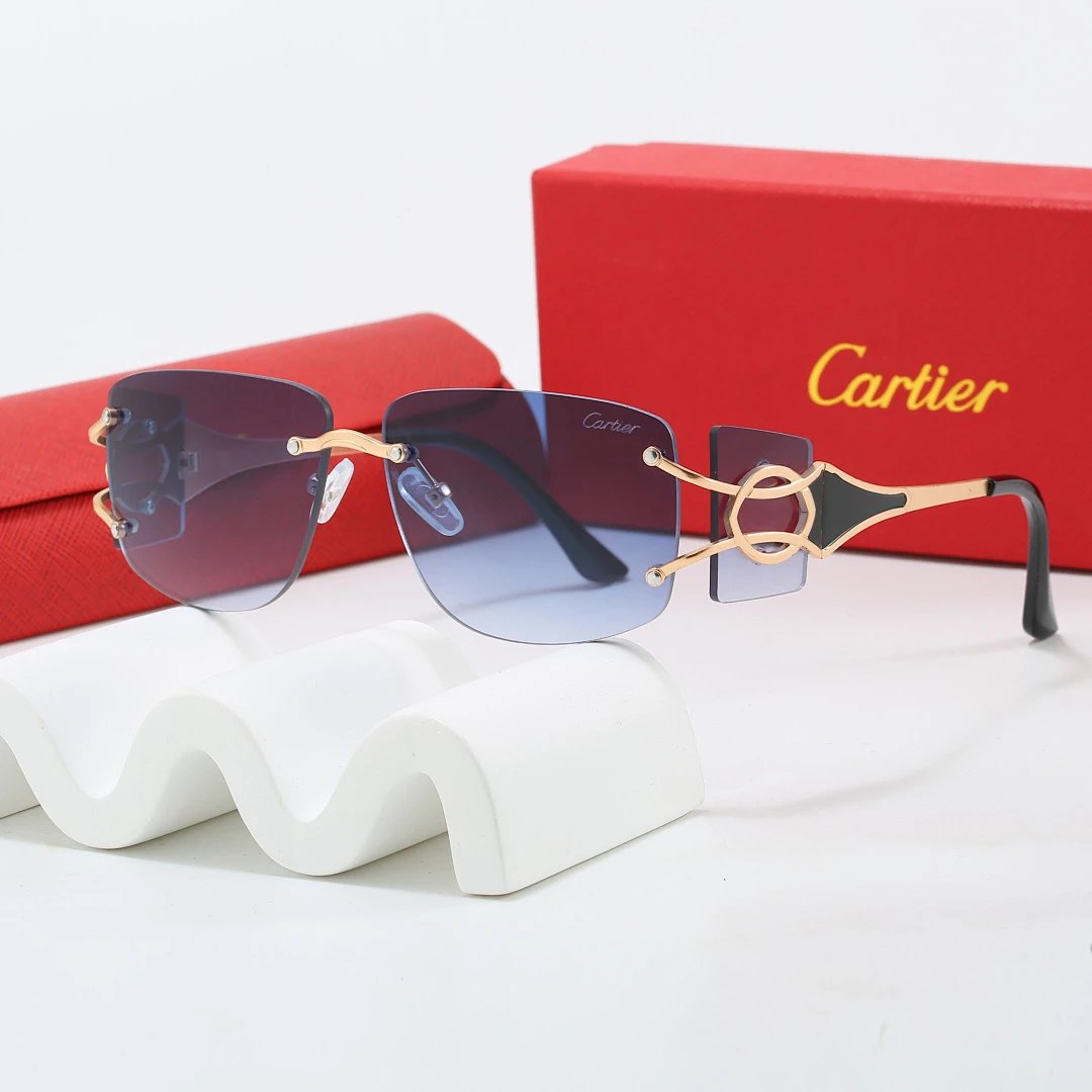 Cartier Red Tinted Lens Geometric Sunglasses, Polished Frame Style 05