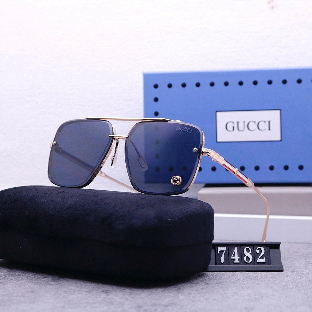 Gucci Blue Tinted Lens Square Sunglasses, Polished Frame Style 13