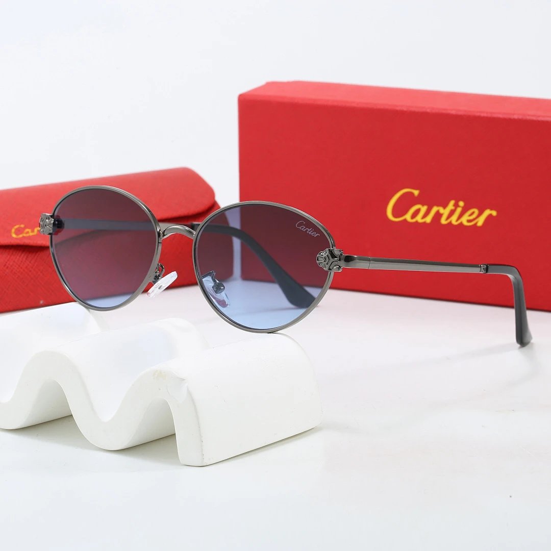 Cartier Red Tinted Lens Geometric Sunglasses, Polished Frame Style 06