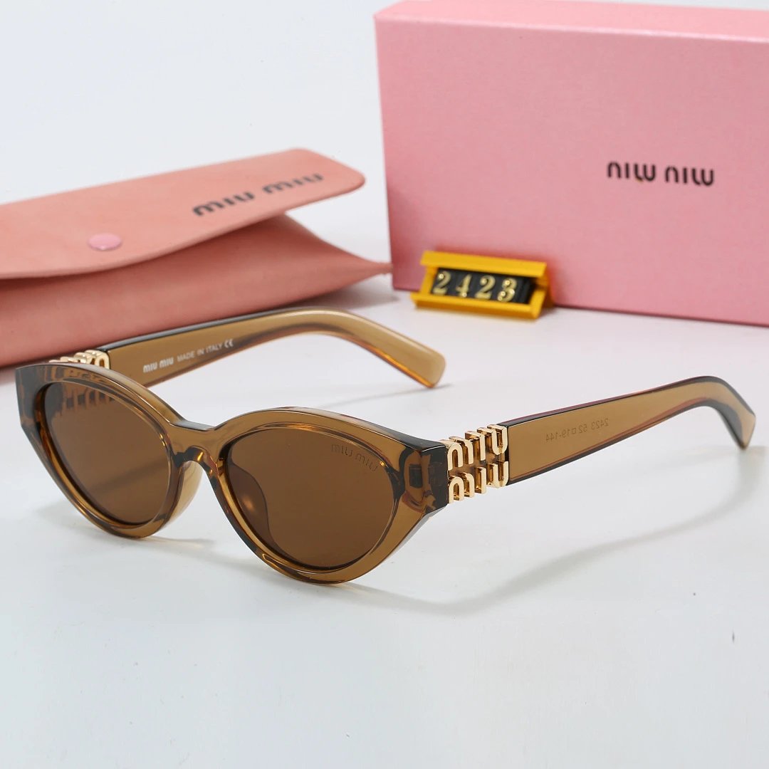 Miu Miu Brown Tinted Lens Square Sunglasses, Polished Frame Style 24
