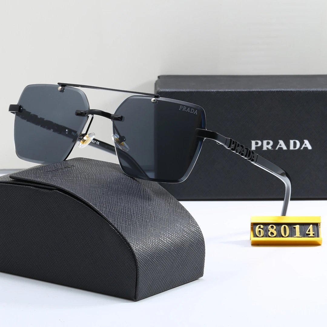 Prada Black Tinted Lens Square Sunglasses, Polished Frame Style 10