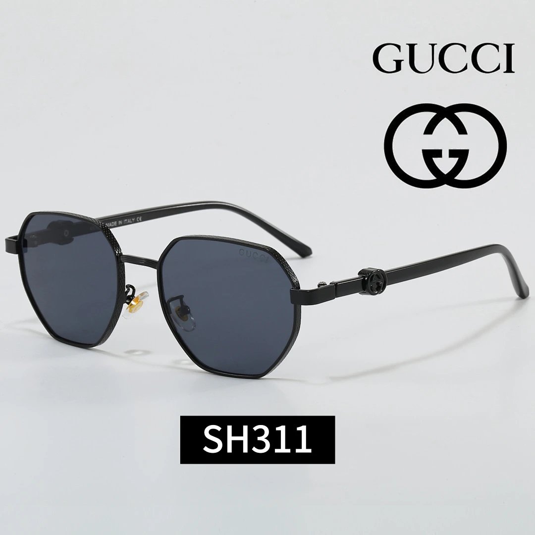 Gucci Black Tinted Lens Square Sunglasses, Polished Frame Style 12