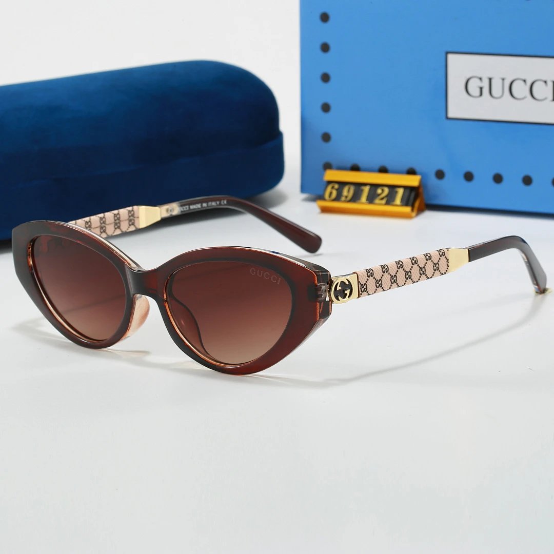 Gucci Blue Tinted Lens Square Sunglasses, Polished Frame Style 25