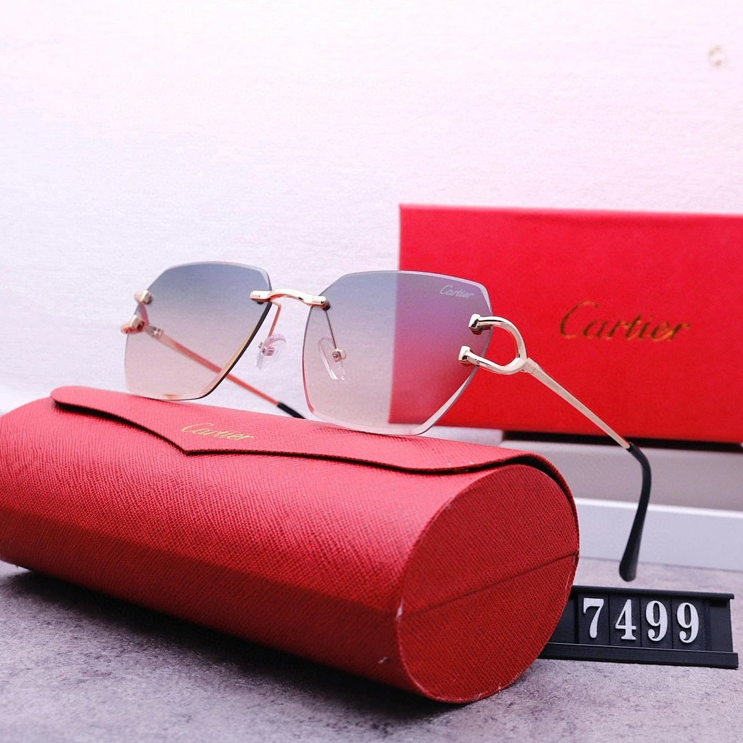 Cartier Red Tinted Lens Geometric Sunglasses, Polished Frame Style 09