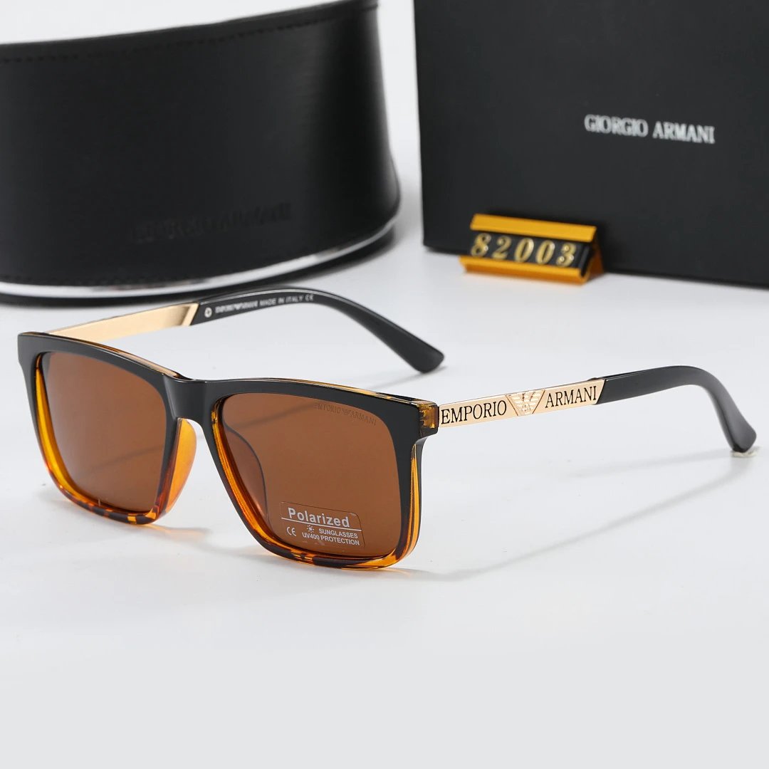 Armani Black Tinted Lens Square Sunglasses, Polished Frame Style 02