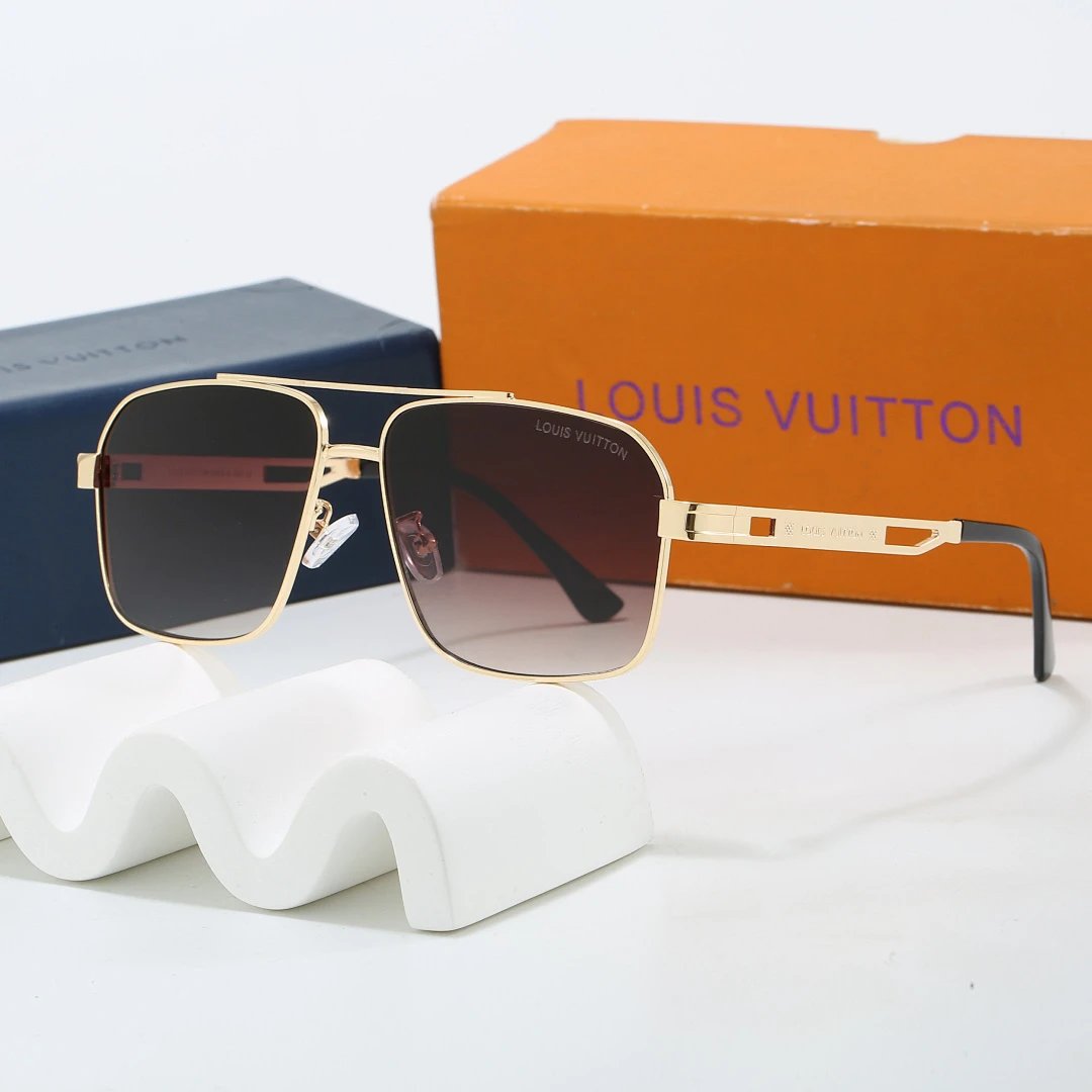 Louis Vuitton Brown Tinted Lens Square Sunglasses, Polished Frame Style 09