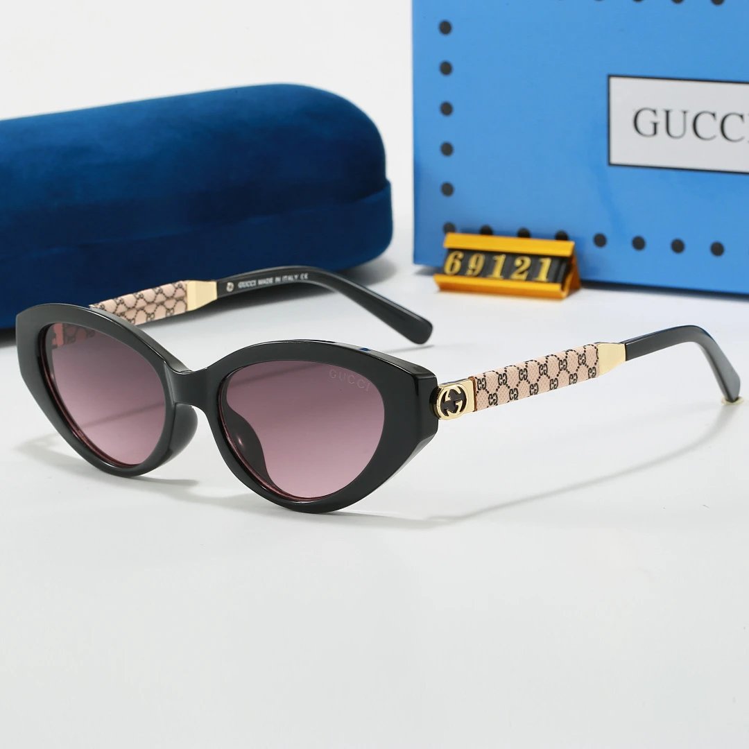 Gucci Blue Tinted Lens Square Sunglasses, Polished Frame Style 21