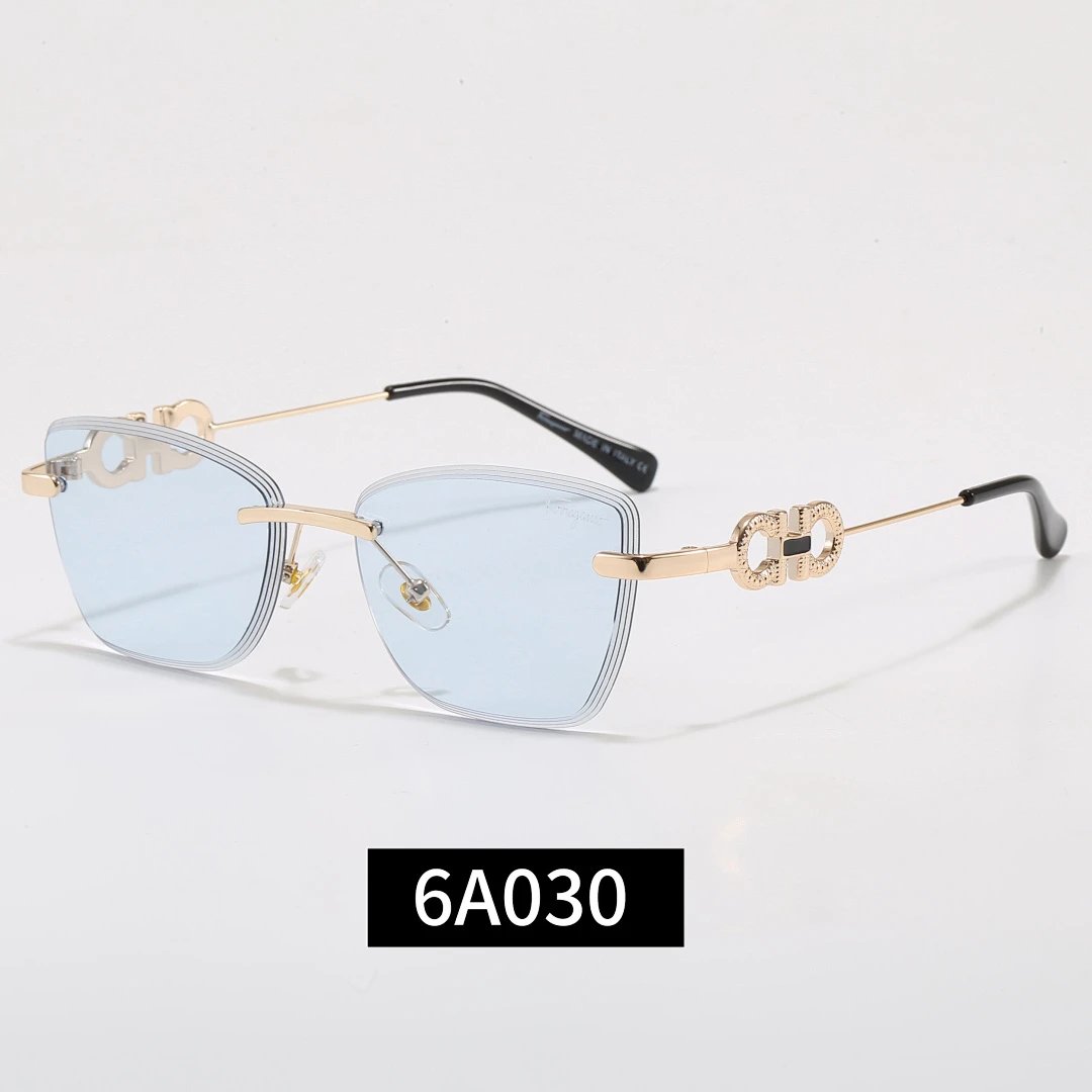 Ferragamo Black Tinted Lens Square Sunglasses, Polished Frame Style 05