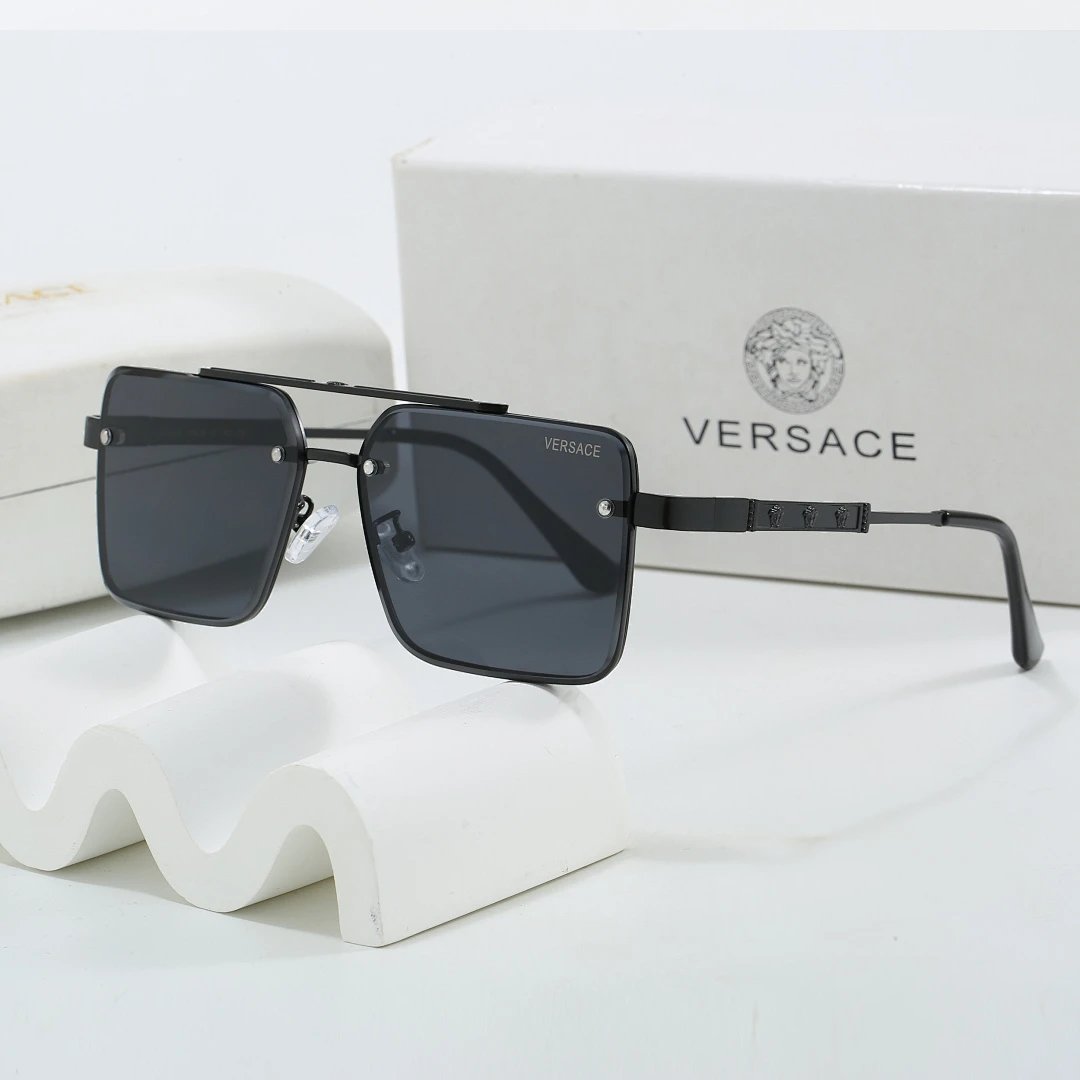 Versace Black Tinted Lens Square Sunglasses, Polished Frame Style 19