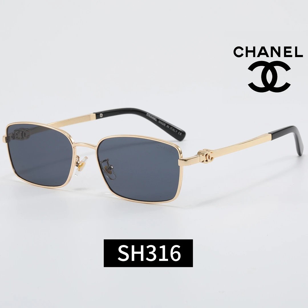 Chanel Black Tinted Lens Square Sunglasses, Polished Frame Style 06
