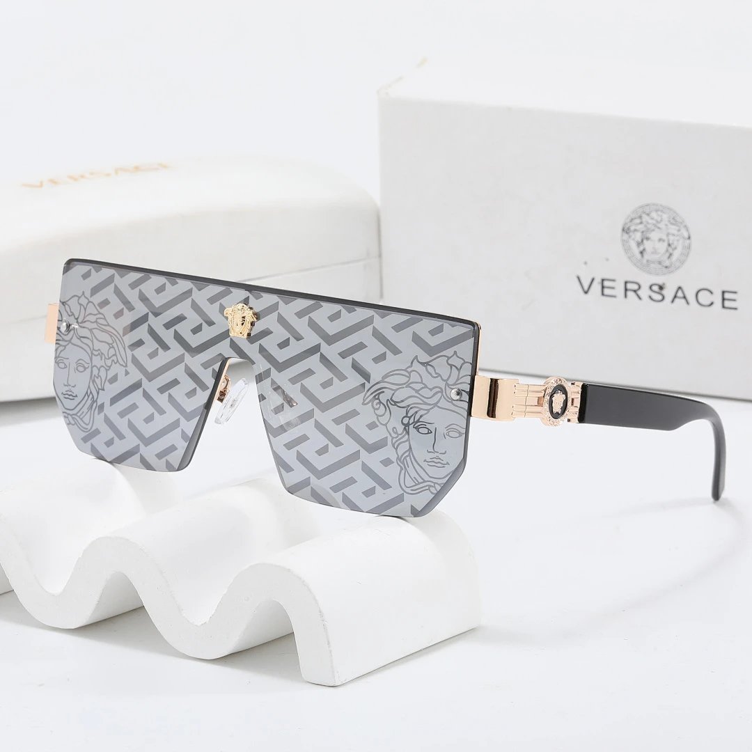 Versace Gray Tinted Lens Square Sunglasses, Polished Frame Style 28