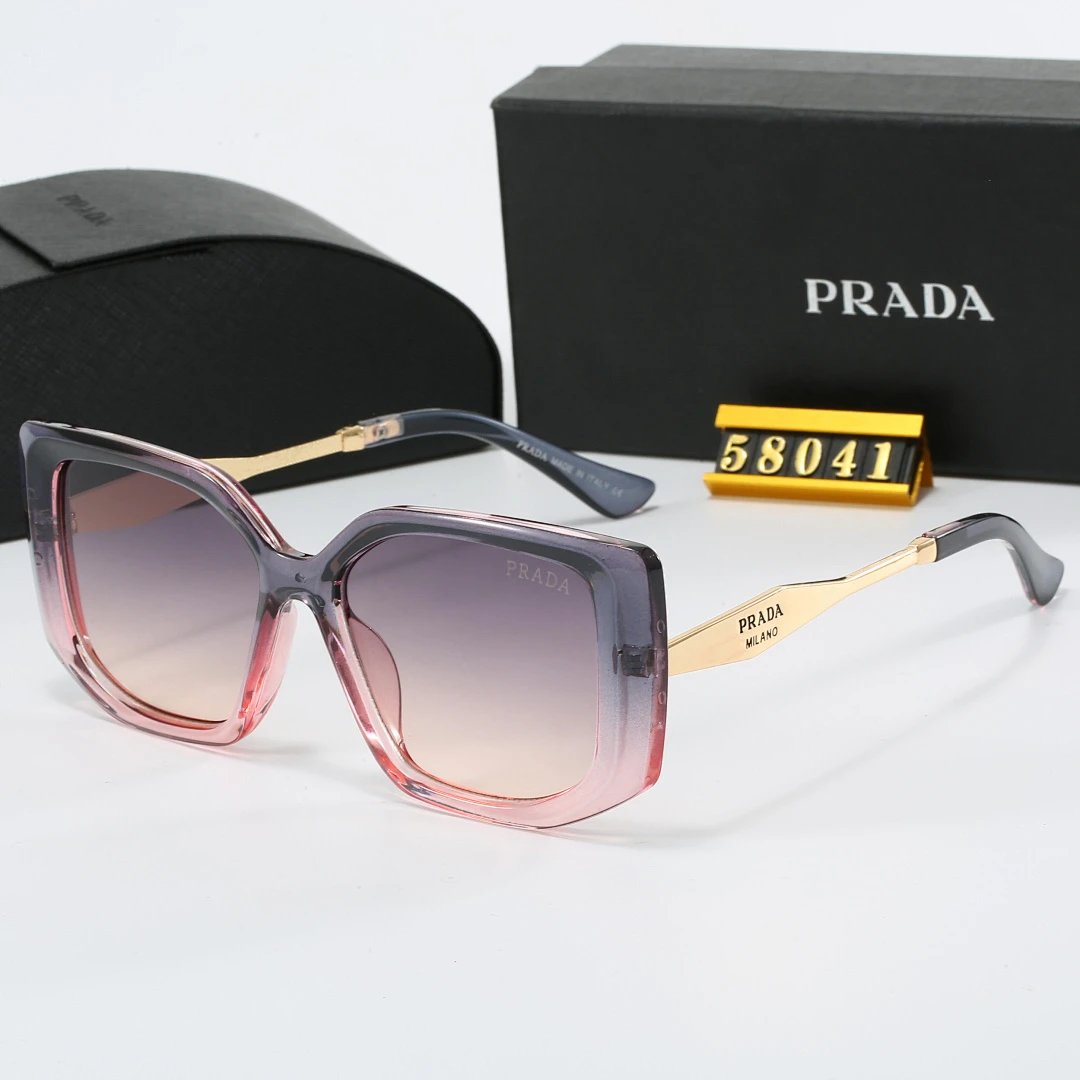 Prada Black Tinted Lens Square Sunglasses, Polished Frame Style 26