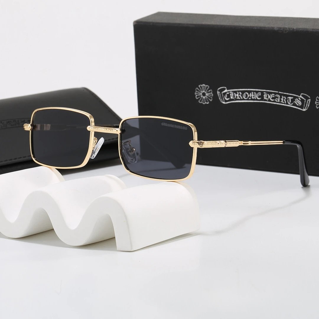 Chrome Hearts Black Tinted Lens Square Sunglasses, Polished Frame Style 08