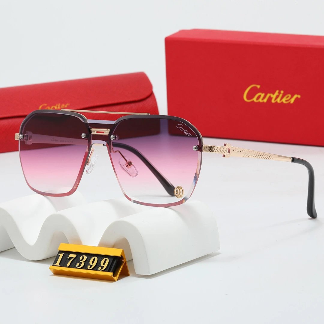 Cartier Red Tinted Lens Geometric Sunglasses, Polished Frame Style 25