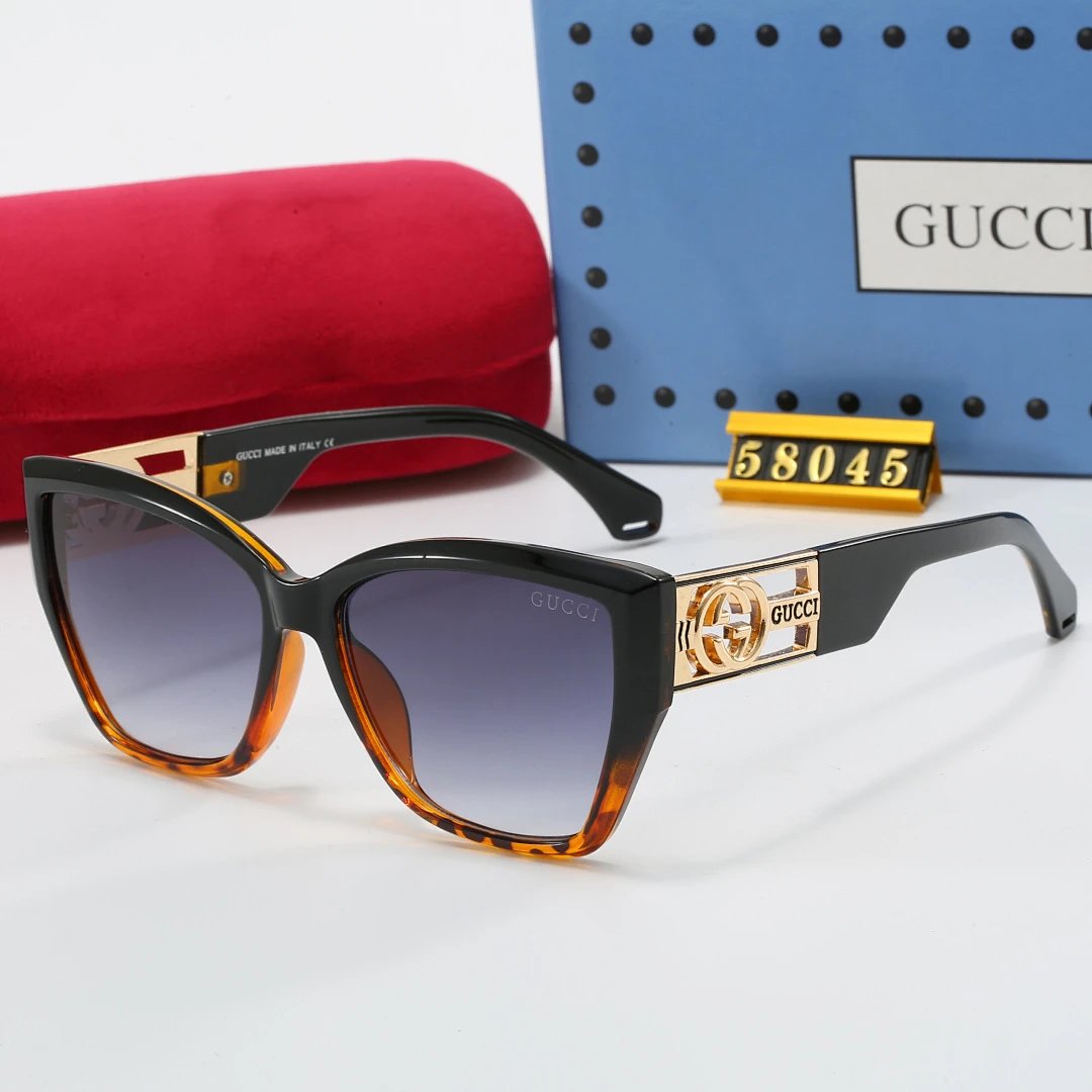 Gucci Tinted Lens Square Sunglasses, Polished Frame Style 22