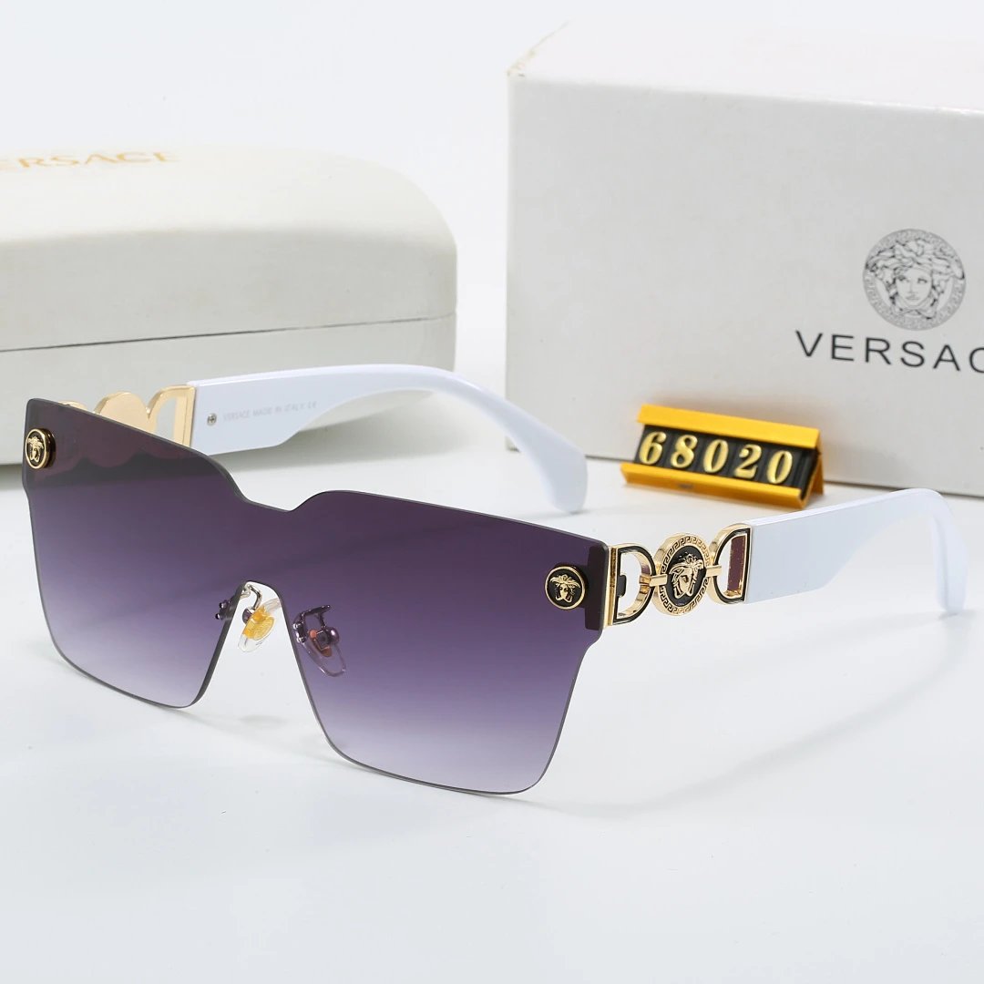 Versace Gray Tinted Lens Square Sunglasses, Polished Frame Style 29