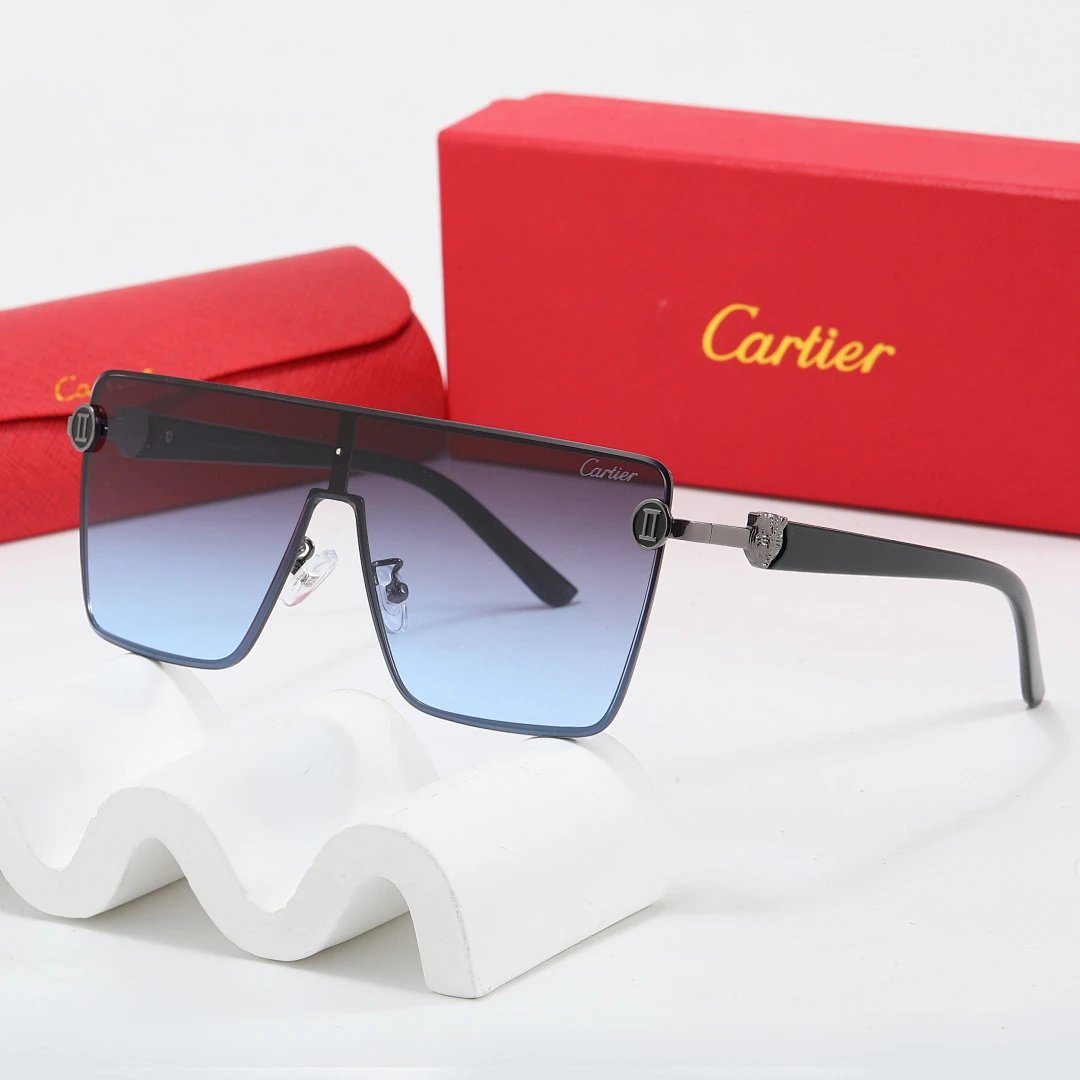 Cartier Red Tinted Lens Geometric Sunglasses, Polished Frame Style 10