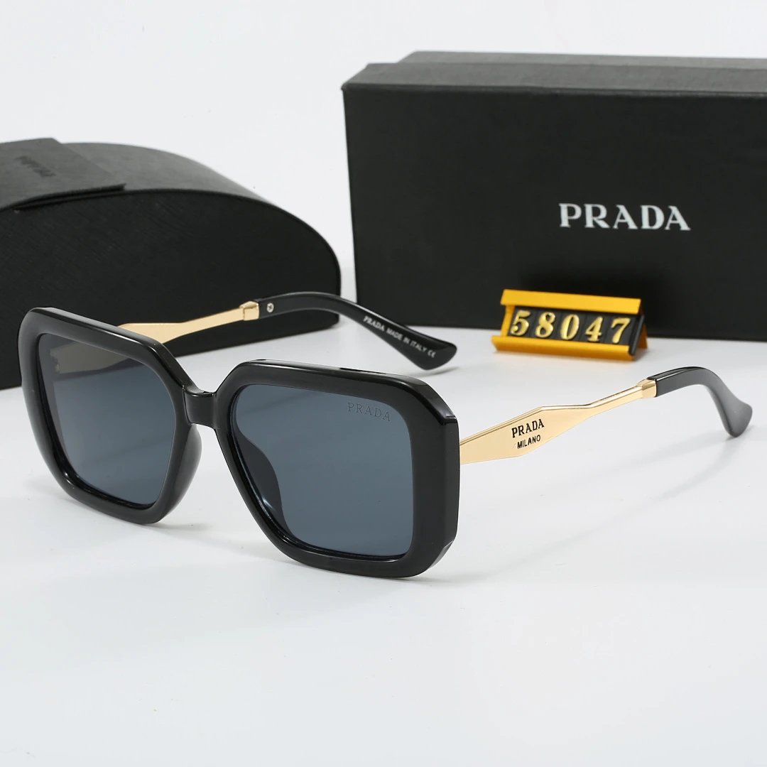 Prada Black Tinted Lens Square Sunglasses, Polished Frame Style 20