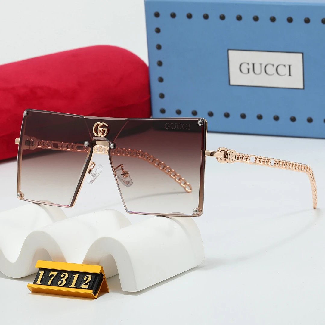 Gucci Tinted Lens Square Sunglasses, Polished Frame Style 11