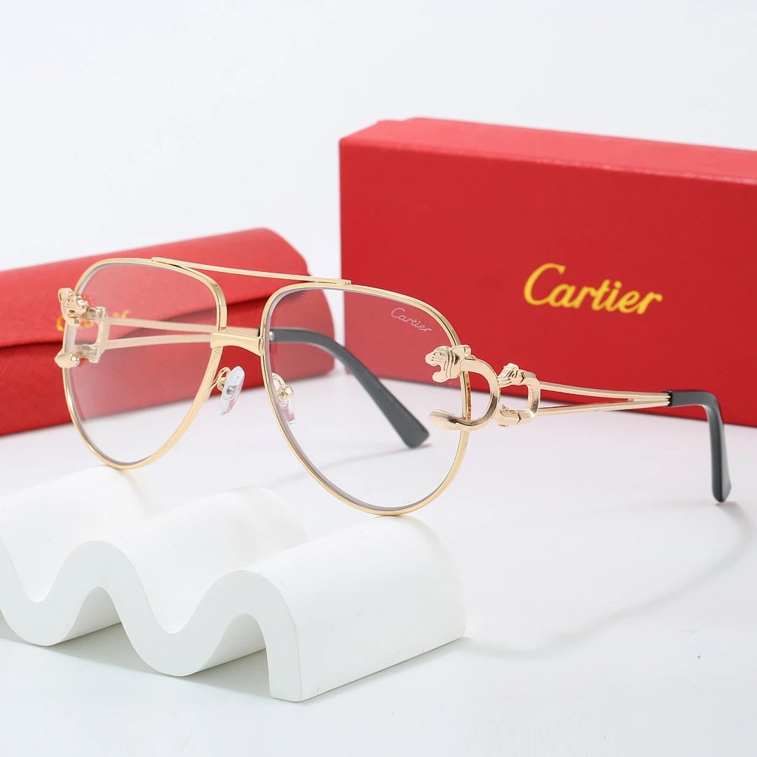 Cartier Red Tinted Lens Geometric Sunglasses, Polished Frame Style 10