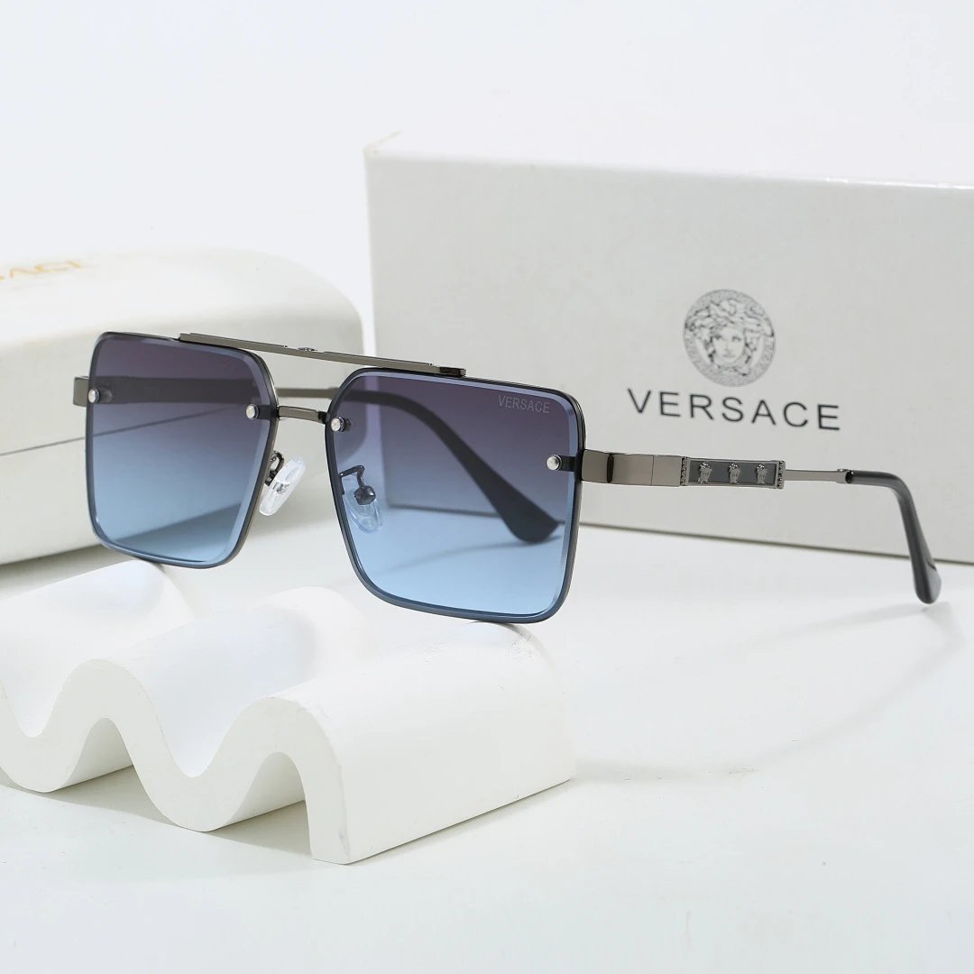 Versace Gray Tinted Lens Square Sunglasses, Polished Frame Style 17