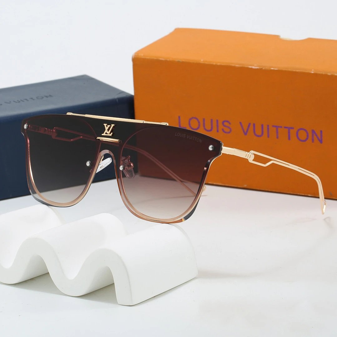 Louis Vuitton Brown Tinted Lens Square Sunglasses, Polished Frame Style 32