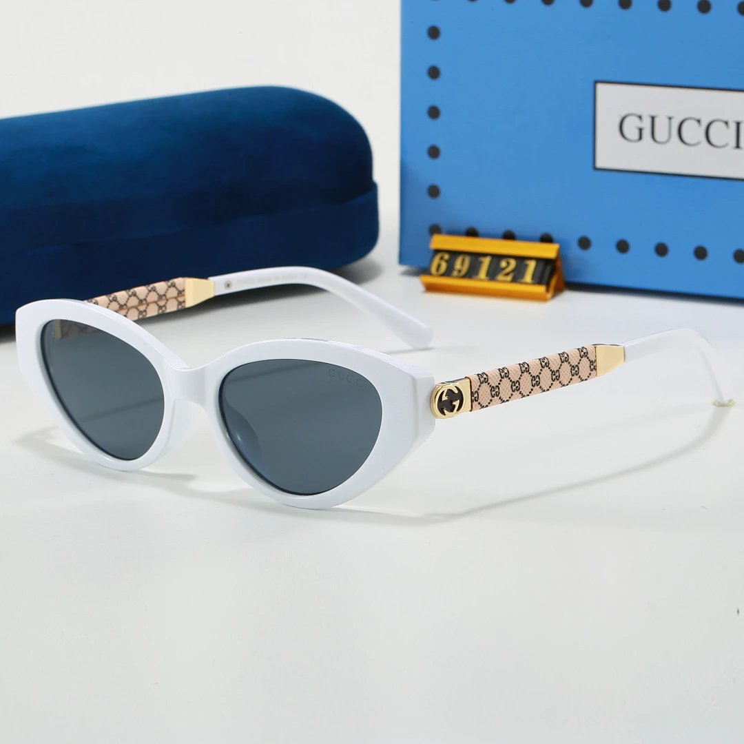 Gucci Blue Tinted Lens Square Sunglasses, Polished Frame Style 23