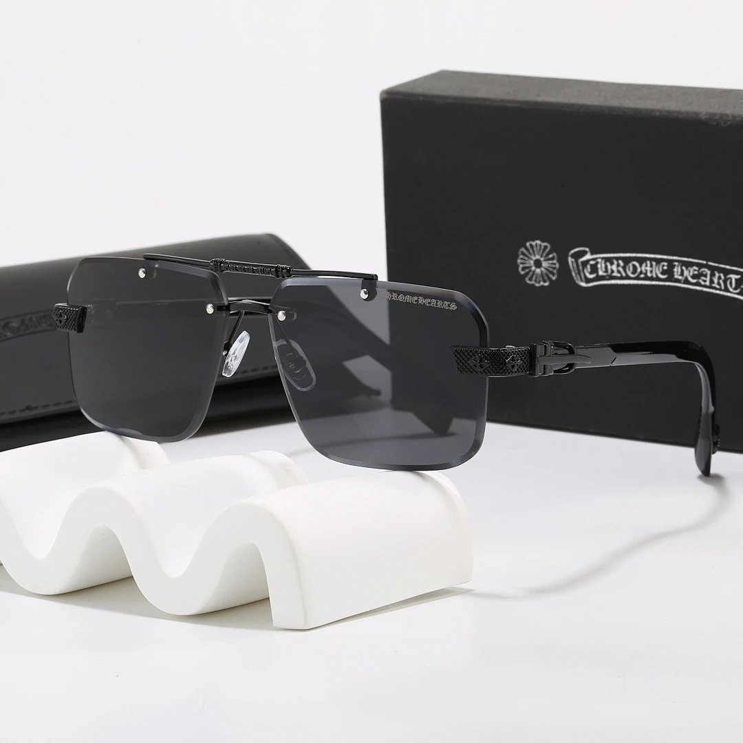Chrome Hearts Black Tinted Lens Square Sunglasses, Polished Frame Style 02