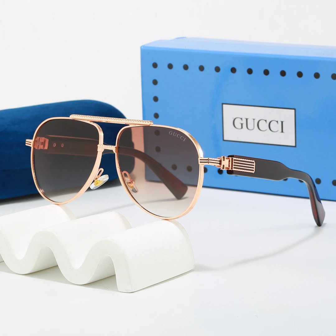 Gucci Blue Tinted Lens Square Sunglasses, Polished Frame Style 02