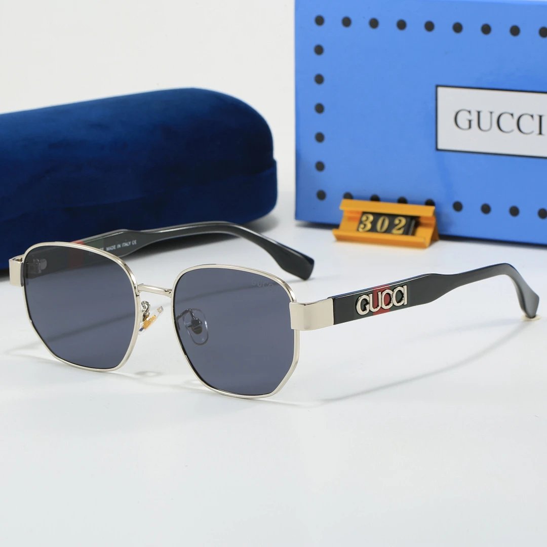 Gucci Blue Tinted Lens Square Sunglasses, Polished Frame Style 09