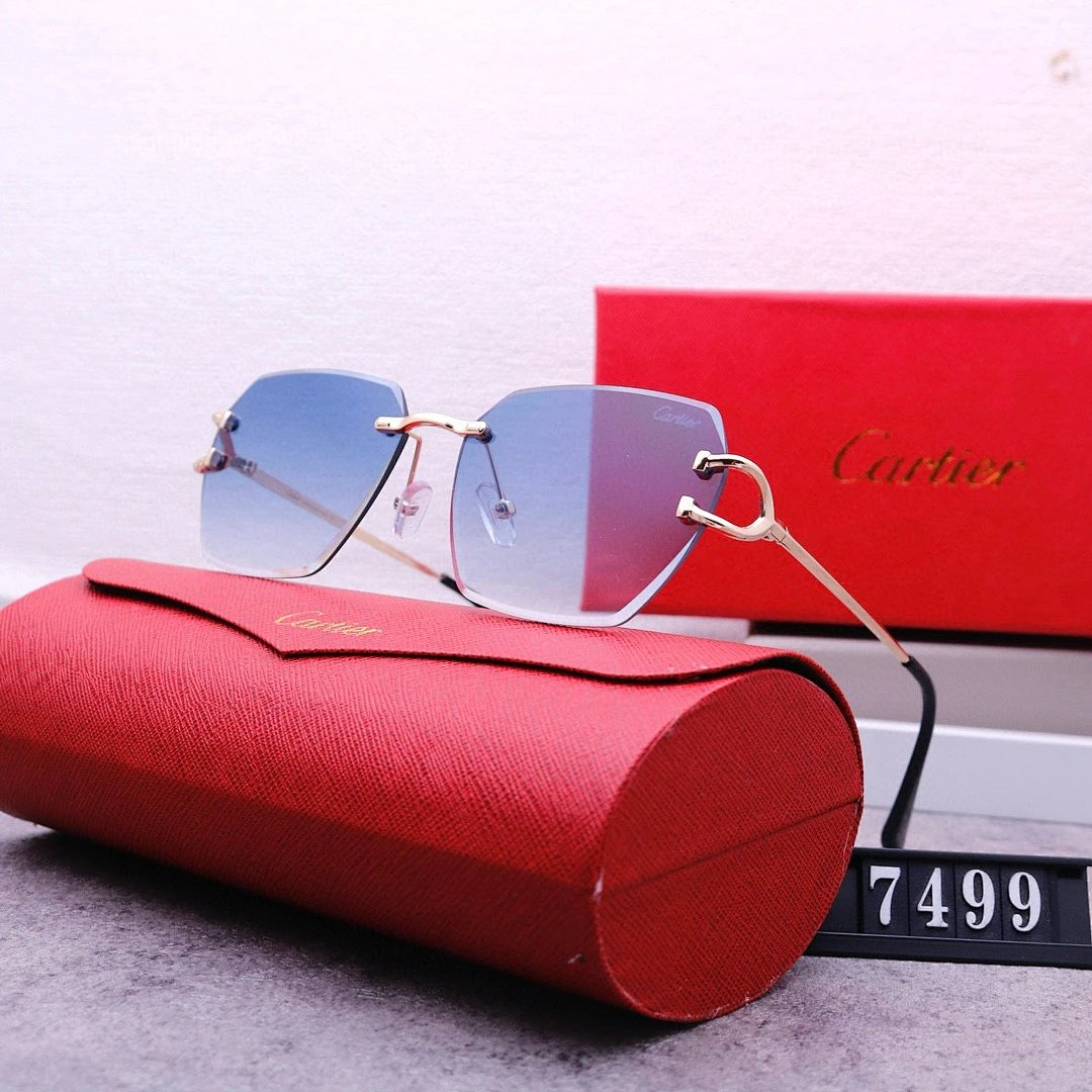 Cartier Red Tinted Lens Geometric Sunglasses, Polished Frame Style 10