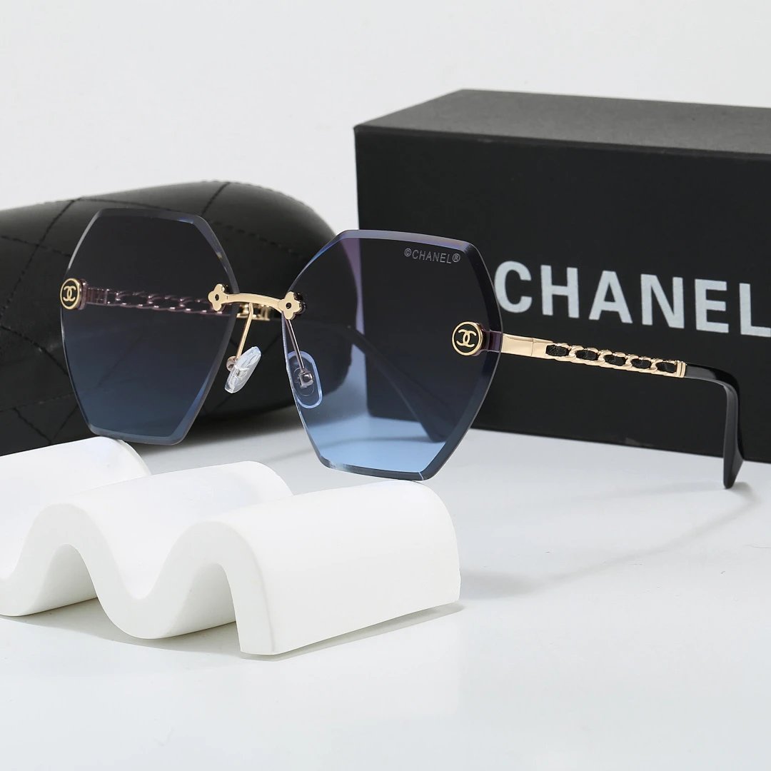 Chanel Black Tinted Lens Square Sunglasses, Polished Frame Style 24