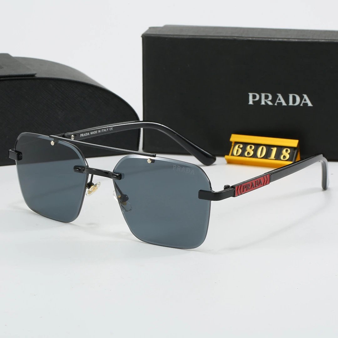 Prada Black Tinted Lens Square Sunglasses, Polished Frame Style 05