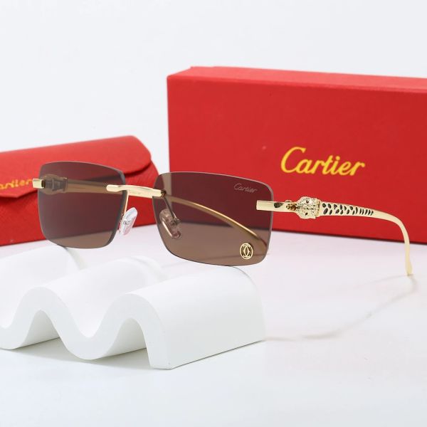 Cartier Red Tinted Lens Geometric Sunglasses, Polished Frame Style 01