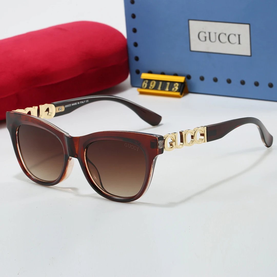 Gucci Tinted Lens Square Sunglasses, Polished Frame Style 11