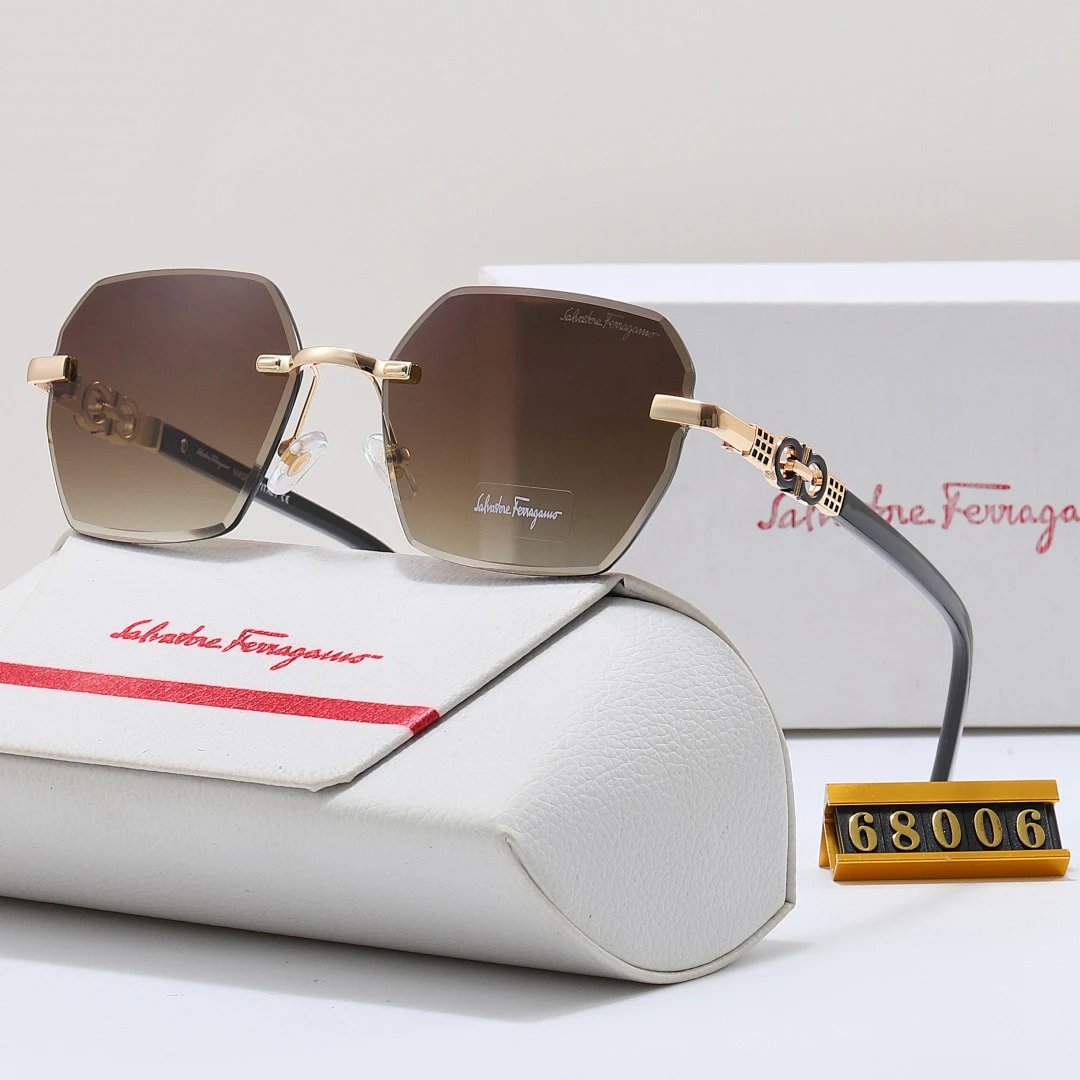 Ferragamo Tinted Lens Square Sunglasses, Polished Frame Style 02