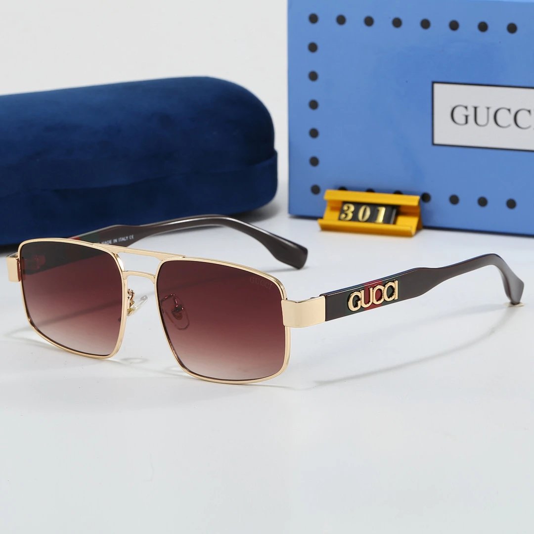 Gucci Blue Tinted Lens Square Sunglasses, Polished Frame Style 15
