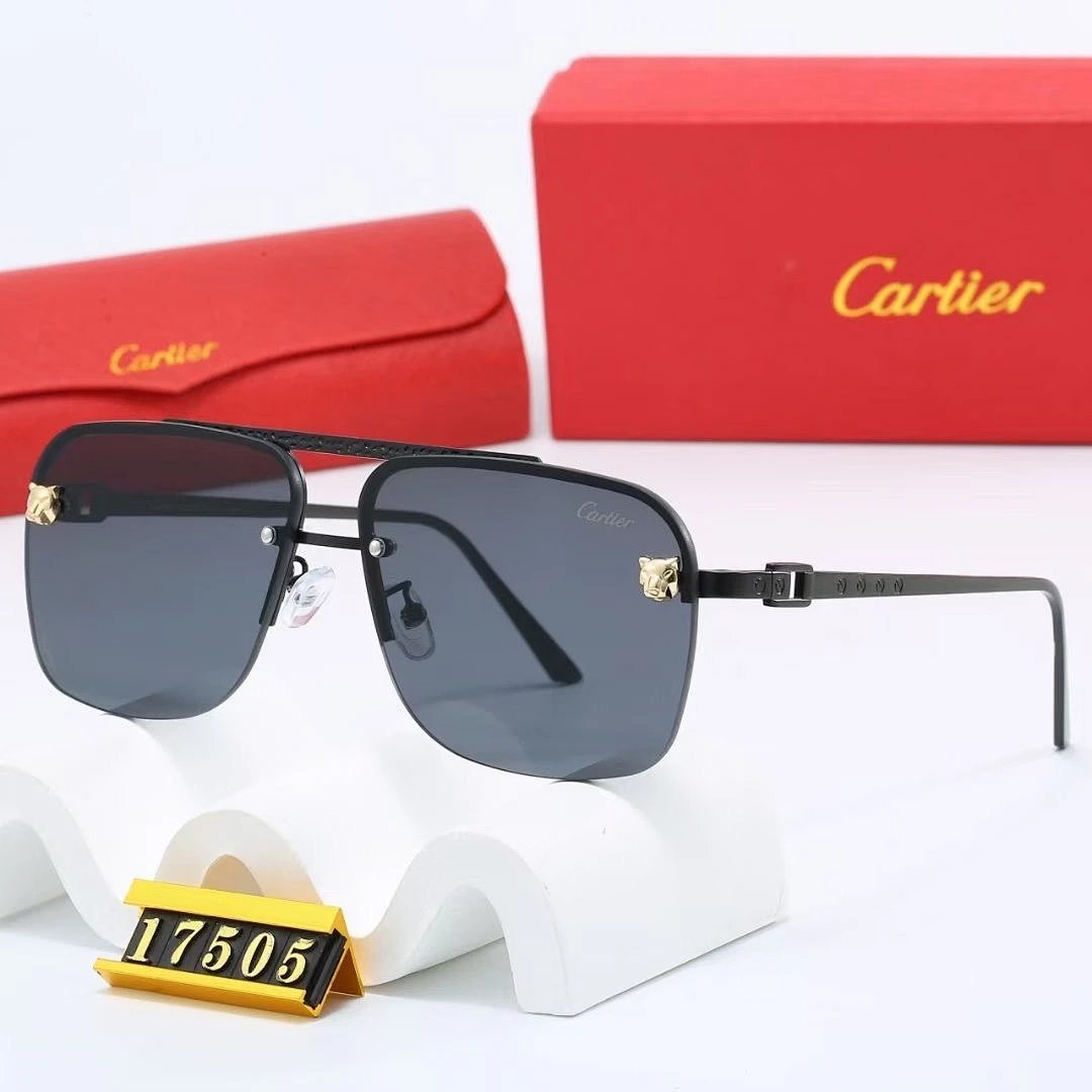 Cartier Brown Tinted Lens Geometric Sunglasses, Polished Frame Style 06