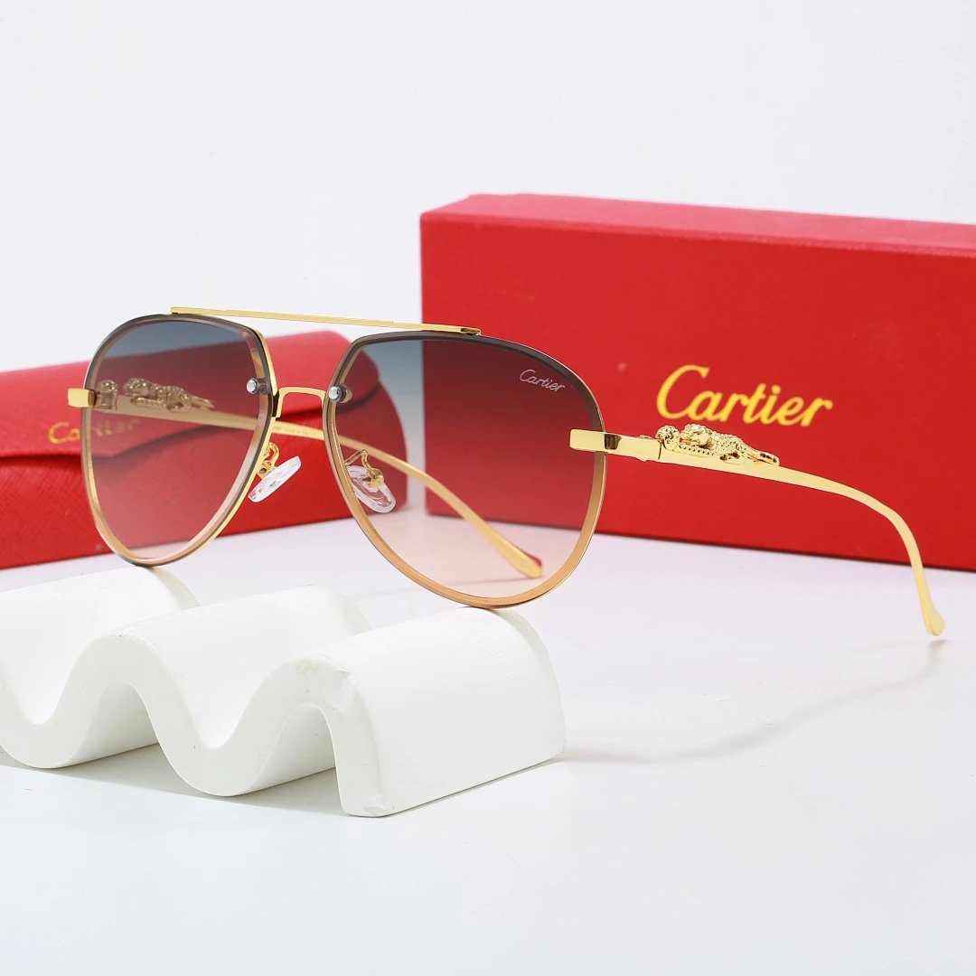 Cartier Red Tinted Lens Geometric Sunglasses, Polished Frame Style 05