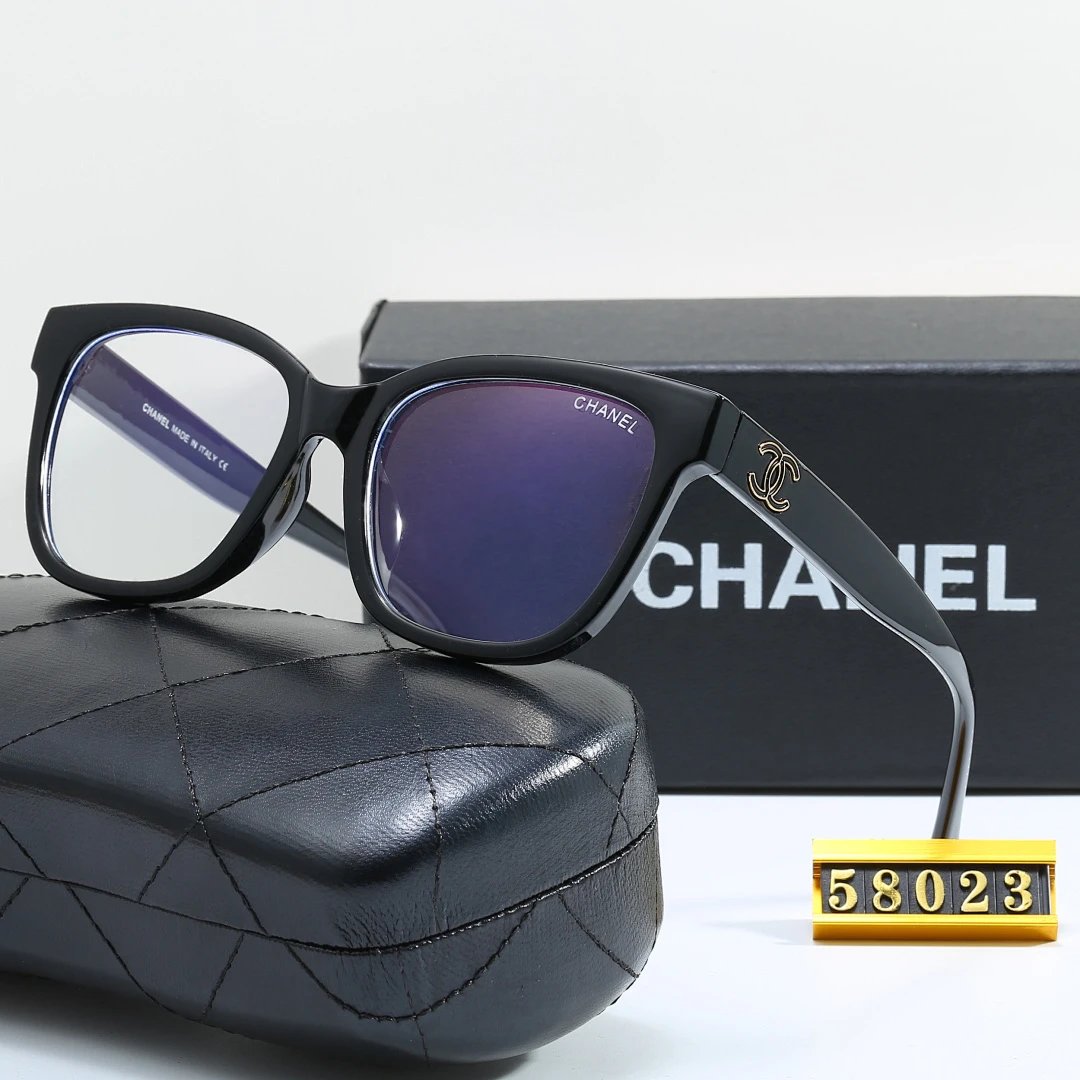 Chanel Black Tinted Lens Square Sunglasses, Polished Frame Style 07