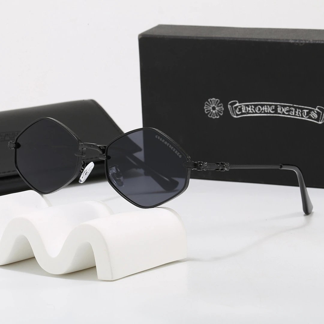 Chrome Hearts Black Tinted Lens Square Sunglasses, Polished Frame Style 06